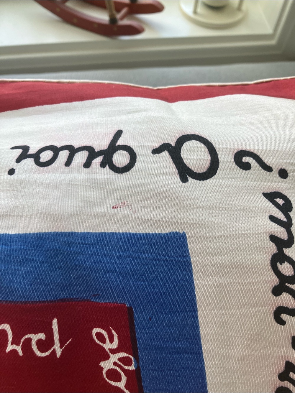Vintage French Folk-art Large Whimsical
Square Scarf Made in France 1980 - Picture 11 of 12